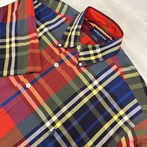 Ralph Lauren Golf Tilden Men's Multi Color Plaid Cotton Short Sleeve Shirt M